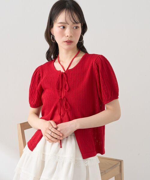 カーディガン ライトリーリボンカーディガン レディース フロントリボンカーデ|RETRO GIRL | RETRO GIRL ONLINE STORE