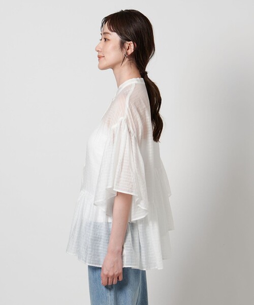 UNITED ARROWS ブラウス シャツ シアーラメ イレギュラー