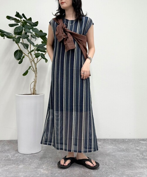 未使用 レースワンピース オフショル ストライプ axes femme ワンピース オフショル風ストライプワンピース
