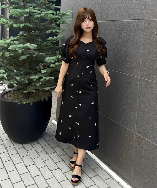 31 Sons de mode ワンピース 2025春夏新作 刺繍ボリューム袖