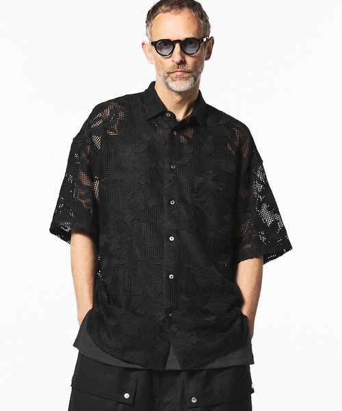 シャツ 「UNISEX」Mesh Flower Embroidery Prime-Over Short Sleeve Shirt/メッシュフラワーエン | MAISON SPECIAL | 02