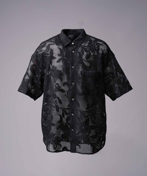 シャツ 「UNISEX」Mesh Flower Embroidery Prime-Over Short Sleeve Shirt/メッシュフラワーエン | MAISON SPECIAL | 09