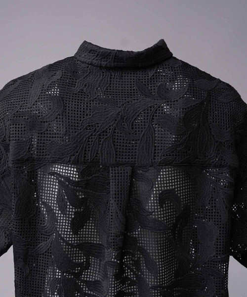 シャツ 「UNISEX」Mesh Flower Embroidery Prime-Over Short Sleeve Shirt/メッシュフラワーエン | MAISON SPECIAL | 15
