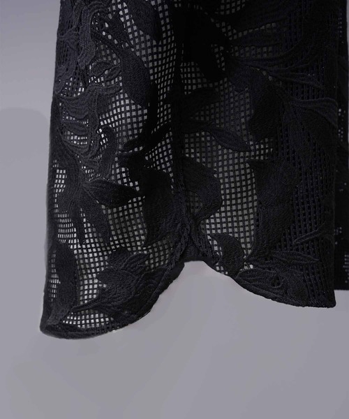 シャツ 「UNISEX」Mesh Flower Embroidery Prime-Over Short Sleeve Shirt/メッシュフラワーエン | MAISON SPECIAL | 14