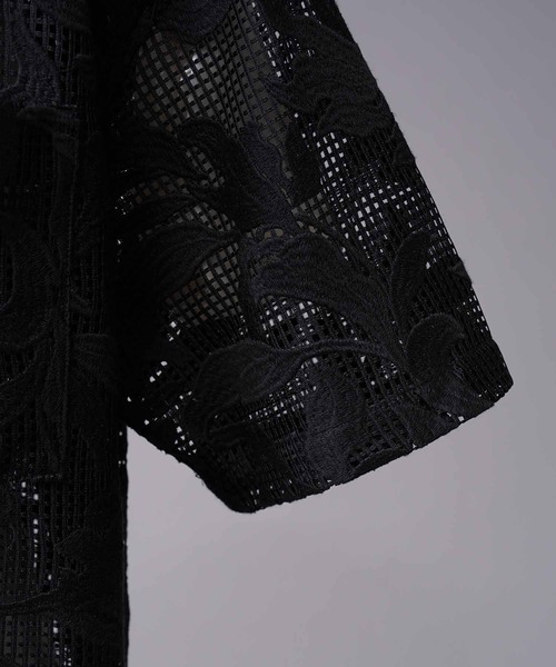 シャツ 「UNISEX」Mesh Flower Embroidery Prime-Over Short Sleeve Shirt/メッシュフラワーエン | MAISON SPECIAL | 13