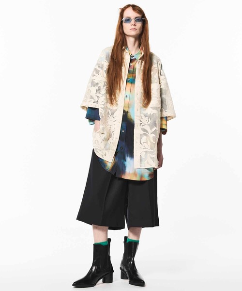シャツ 「UNISEX」Mesh Flower Embroidery Prime-Over Short Sleeve Shirt/メッシュフラワーエン | MAISON SPECIAL | 03