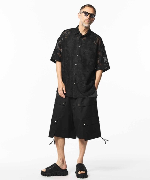シャツ 「UNISEX」Mesh Flower Embroidery Prime-Over Short Sleeve Shirt/メッシュフラワーエン | MAISON SPECIAL | 04
