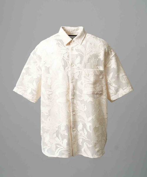 シャツ 「UNISEX」Mesh Flower Embroidery Prime-Over Short Sleeve Shirt/メッシュフラワーエン | MAISON SPECIAL | 08