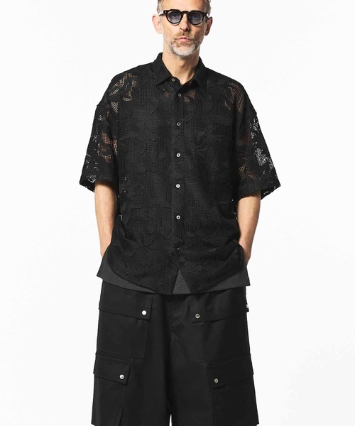 シャツ 「UNISEX」Mesh Flower Embroidery Prime-Over Short Sleeve Shirt/メッシュフラワーエン | MAISON SPECIAL | 05