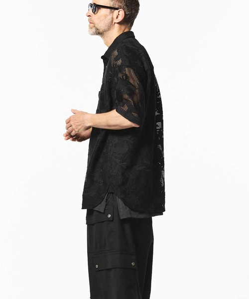 シャツ 「UNISEX」Mesh Flower Embroidery Prime-Over Short Sleeve Shirt/メッシュフラワーエン | MAISON SPECIAL | 06