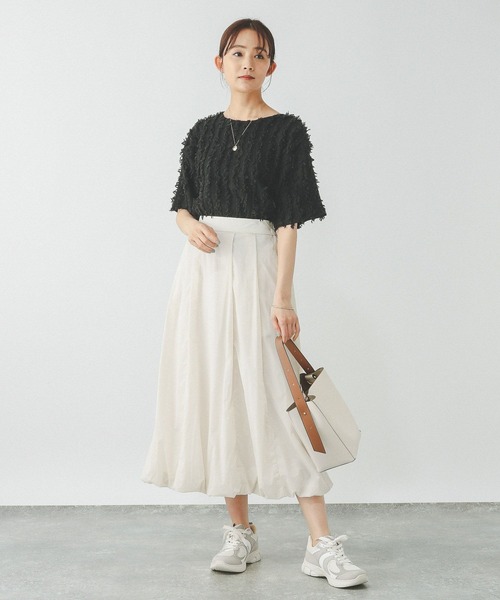 「GLOBAL WORK」 半袖カットソー LARGE アイボリー レディース
