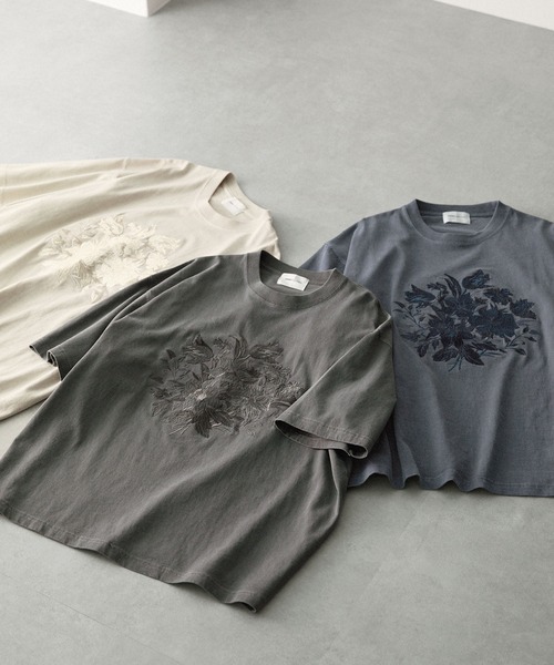 「EMMA CLOTHES」 半袖Tシャツ L グレイッシュベージュ メンズ