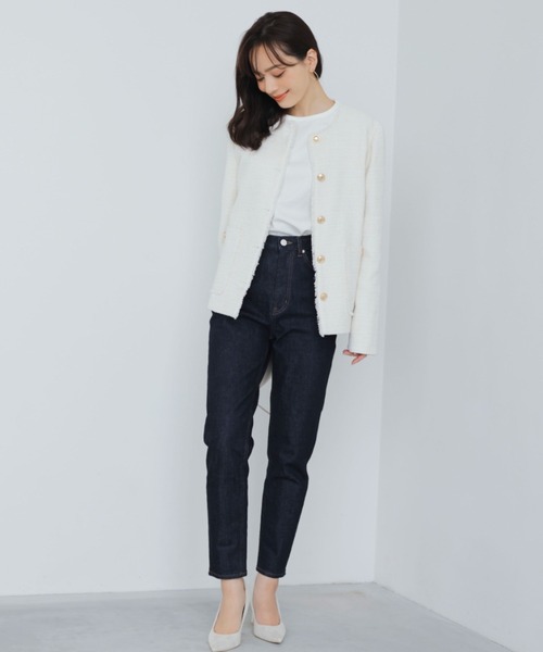 anuans 「anuans」 ツイードジャケット FREE ホワイト レディース