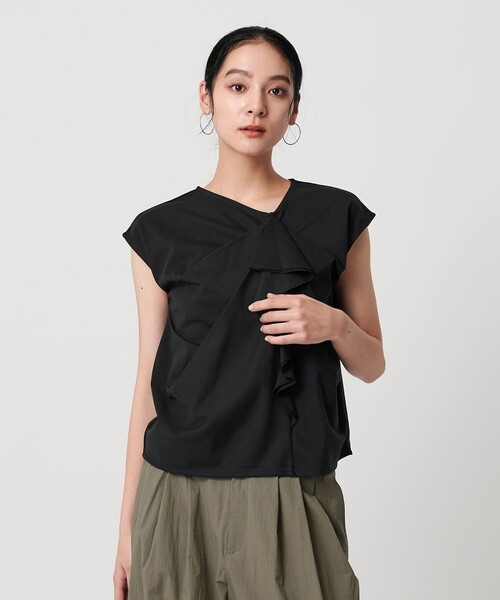 tシャツ 「WEB限定」ラッフルフレンチスリーブ プルオーバー -汗染み防止- レディース