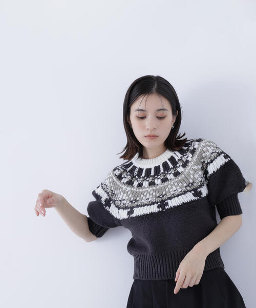 beautiful people ノルディック柄ニット　田中里奈着用 セール】ノルディック柄ニット（ニット/セーター）｜one after another