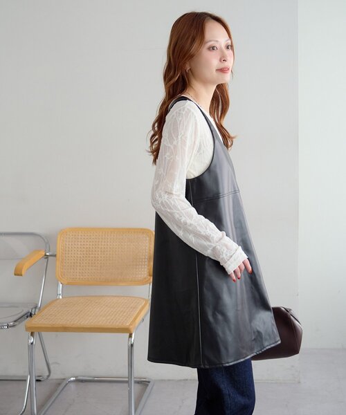 Discoat（ディスコート） チュニック フェイクレザーノースリ