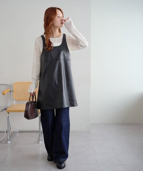 Discoat チュニック フェイクレザーノースリチュニック