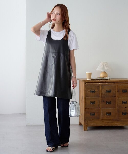 Discoat（ディスコート） チュニック フェイクレザーノースリ