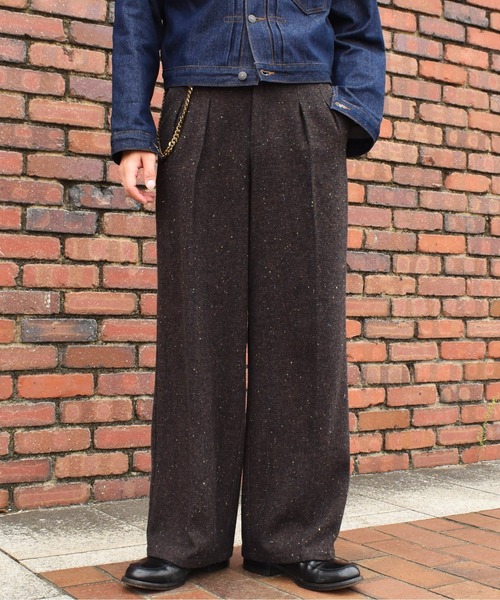 Noen（ノエン） ワイドパンツ パンツ カラーネップタックワイドパンツ
