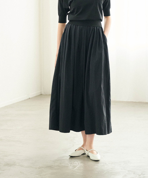 N.O.R.C スカート 撥水ランダムタックボリュームスカート「NYLON WATER