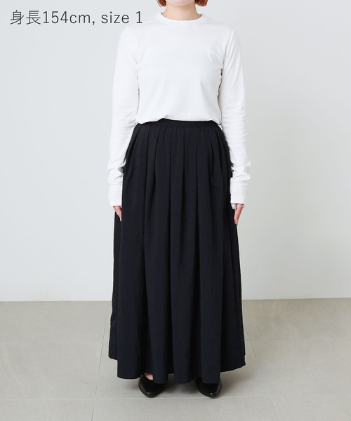 ランダムタックボリュームスカート　ブラック N.O.R.C スカート 撥水ランダムタックボリュームスカート「NYLON WATER