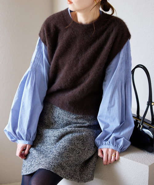 SLOBE IENA ブラウス シャツ ピンタックバルーンスリーブ