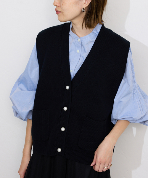 【美品】IENA　バルーンスリーブブラウス　2024ss 　シアサッカー　ブルー IENA - 【美品】IENA バルーンスリーブブラウス 2024ss シアサッカー