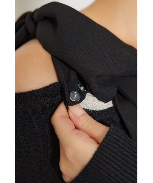 rienda（リエンダ） ワンピース バイカラーオフショルリボンニットミニ