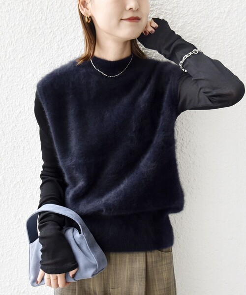 SHIPS（シップス） ベスト ジレ 杢フォックス カシミヤ ニット ベスト