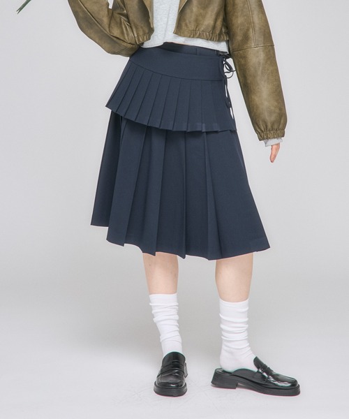 スカート 「Nora Lily」「elle」Middle Length Pleated Skirt