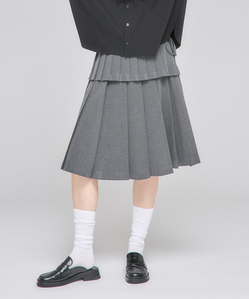 スカート 「Nora Lily」「elle」Middle Length Pleated Skirt