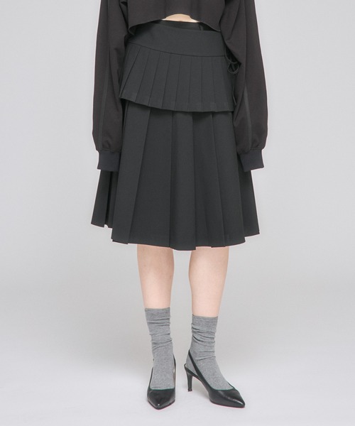 スカート 「Nora Lily」「elle」Middle Length Pleated Skirt