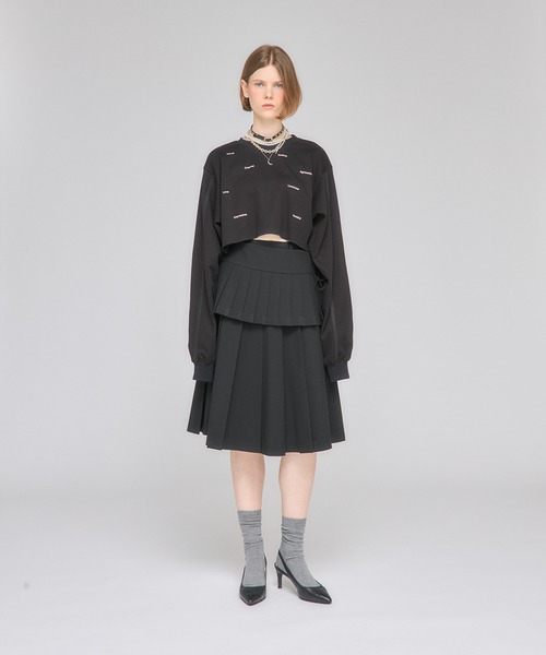 スカート 「Nora Lily」「elle」Middle Length Pleated Skirt