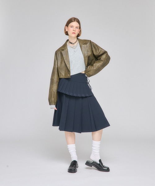 スカート 「Nora Lily」「elle」Middle Length Pleated Skirt