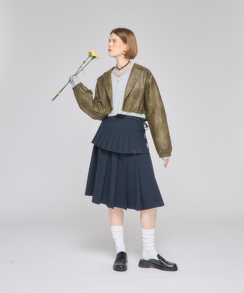 スカート 「Nora Lily」「elle」Middle Length Pleated Skirt