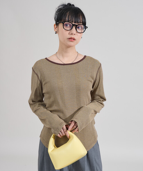 tシャツ 変形リブ ボーダー ロンT「限定展開」/細ピッチボーダー レディース | FREAK'S STORE | 06
