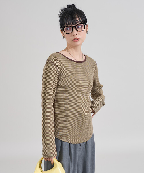 tシャツ 変形リブ ボーダー ロンT「限定展開」/細ピッチボーダー レディース | FREAK'S STORE | 08