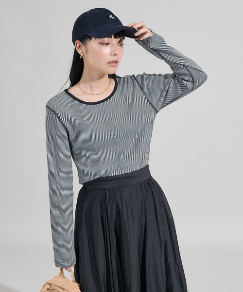 tシャツ 変形リブ ボーダー ロンT「限定展開」/細ピッチボーダー レディース | FREAK'S STORE | 16