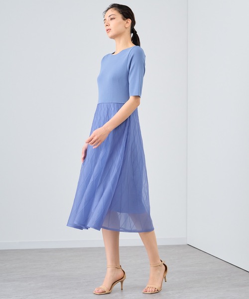 2024年♡美品♡アナイ アイレットスムース ワンピース ニット ブルー 36 2024年♡美品♡アナイ アイレットスムース ワンピース ニット ブルー