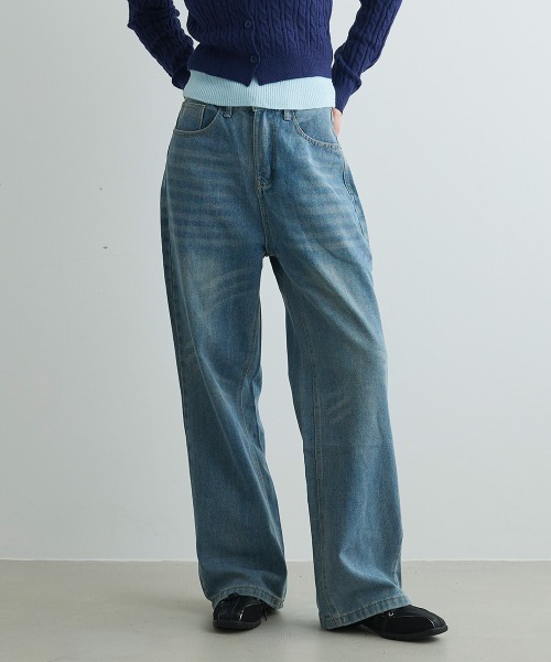 ジーンズ デニム デニムパンツ ヴィンテージウォッシュワイドデニム Vintage Wash Wide Denim レディース | Mirette