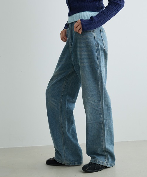 ジーンズ デニム デニムパンツ ヴィンテージウォッシュワイドデニム Vintage Wash Wide Denim レディース | Mirette | 22