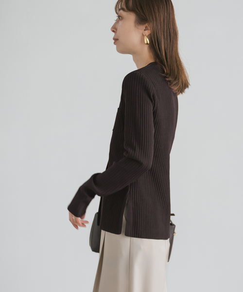 NOBLE（ノーブル） カーディガン 「追加」ナローワイドリブV