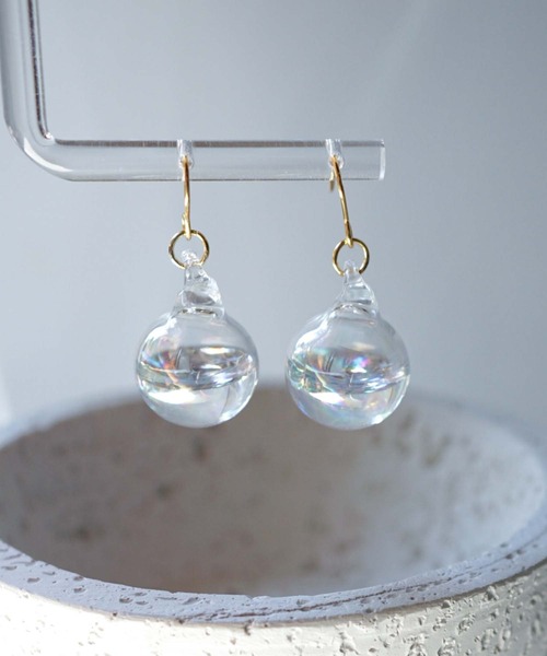 CERCA ピアス jolie minette/シンプル 水入りオーロラガラスドーム