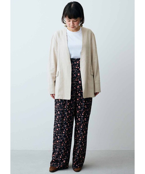 「MEDE19F」 ノーカラージャケット MEDIUM グレイッシュベージュ レディース_画像2