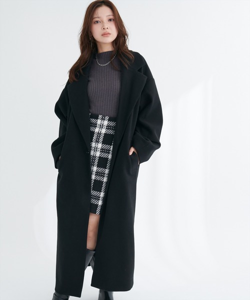 黒いチェスターコート ex/tra】LANIFICIO F.LLI BACCI カシミヤブレンドチェスターコート