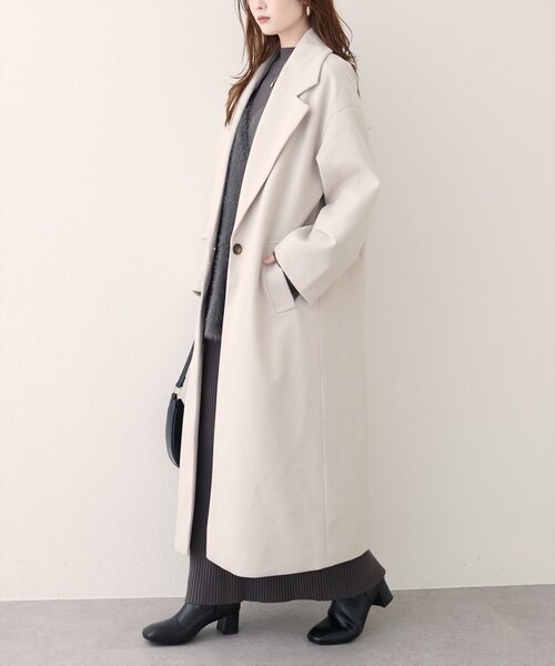 natural couture コート チェスターコート ニットモッサ袖タック