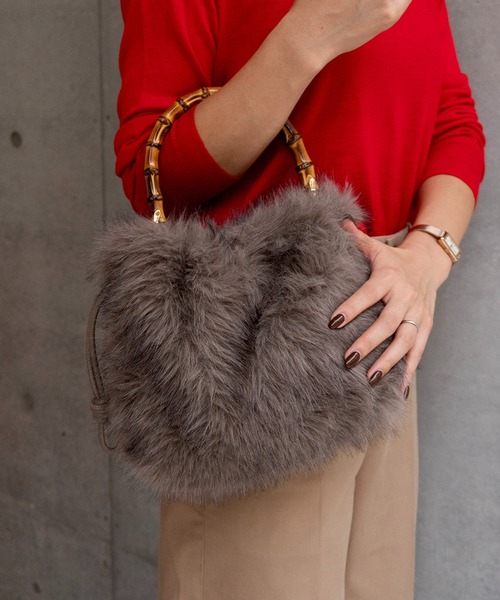 【専用！！】FEILER フェイラー ハンドバッグ バンブーハンドル SHE HER HER HERS ハンドバッグ バンブーハンドルドロストファーバッグ
