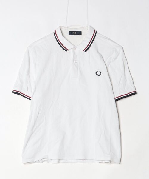 「FRED PERRY」 半袖ポロシャツ M ホワイト メンズ