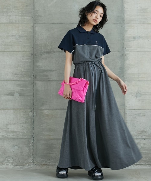 「GEVS.」 半袖ワンピース 4L ブラック レディース_画像6