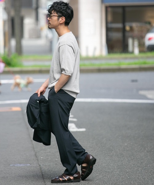 「URBAN RESEARCH ROSSO MEN」 半袖ニット MEDIUM チャコールグレー メンズ_画像6